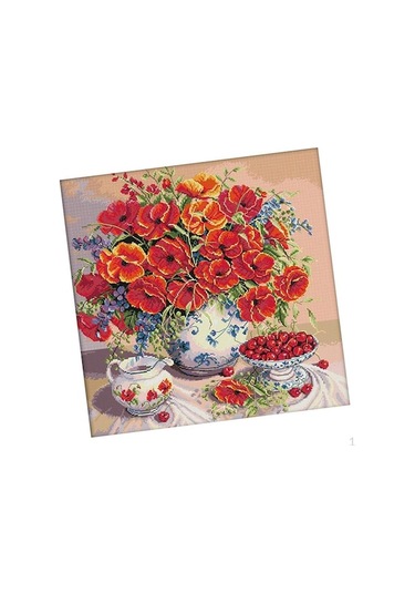 Novahub Baskılı 14ct İçin Çiçekler Damgalı Dikiş Seti