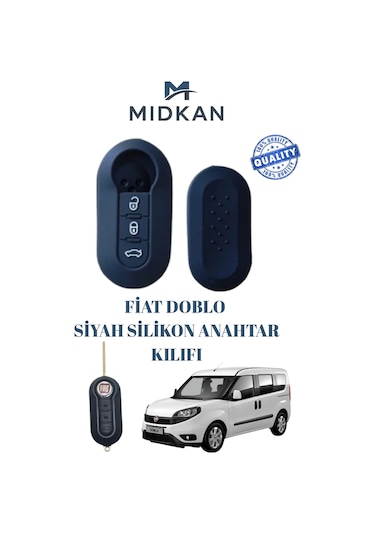 Fiat Doblo Silikon Anahtar Kılıfı 2010 Sonrası Siyah Renk