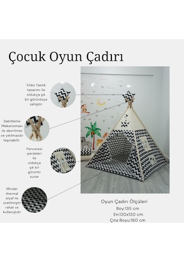 Kızıldereli Oyun Çadırı Devrilmeyen Sabitleme Mekanizmalı Zigzag