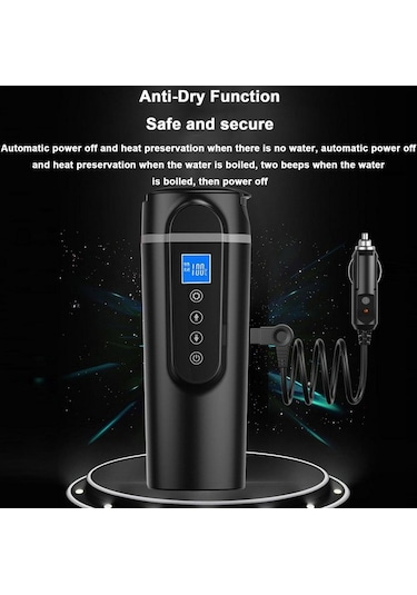 Sones Suıtu Hq-3900 24v/12v Araba/kamyon Isıtmalı Kahve Kupa Akıllı Kupa, Özellik: Küçük Ekran Siyah