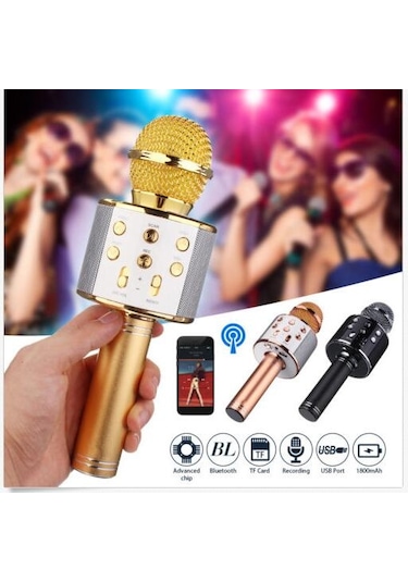 Magicvoice Bluetooth-sd-aux Kablosuz Sarı Karaoke Mikrofonu