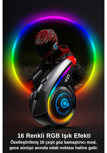 Rgb Işık Efektli Intercom Bluetooth Motosiklet Kask Intercom
