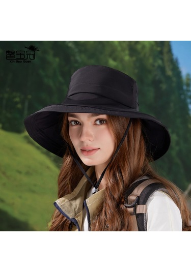 Snapbuy Bahar Ve Yaz Ayları İçin Su Geçirmez, Hızlı Kuruyan, At Kuyruğu Boşluklu, Geniş Kenarlı Şapka Siyah