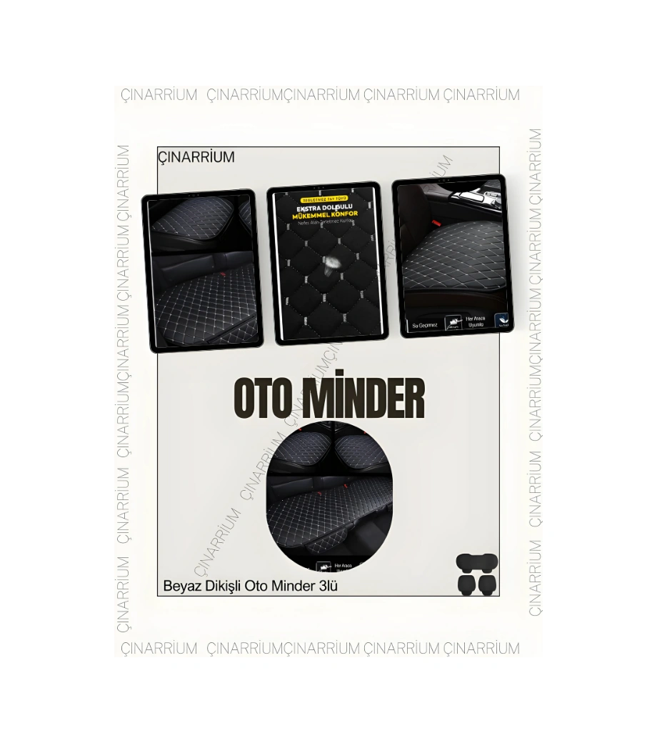 Mercedes S W220 1999-2006 Short Ön Ve Arka Takım Koltuk Minderi Siyah Deri Beyaz Dikişli