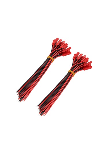 Vkemall 20 Çift 150mm Jst Bağlantı Kablosu, Rc Bec Lipo Batarya İçin Erkek+dişi Plug, Silika Jel + Metal, Siyah+kırmızı