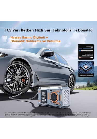 150 Psı Şarjlı Dijital Hava Kompresörü Led Ekranlı Taşınabilir Airpump