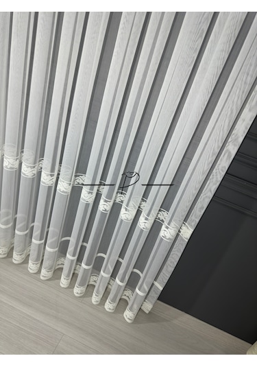 Tül Perde Etek 3 Hiza Hürrem Desen Etek İşleme Ekru