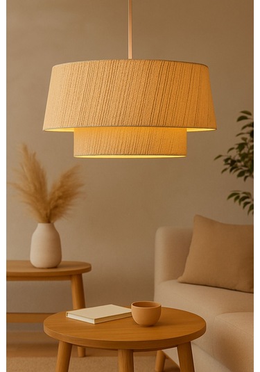 Mira Grande Rattan Hasır Avize Bej