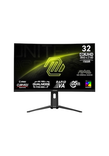 Msı Mag 321cupdf 32" 4k 160hz Fhd 320hz 0.5ms Hdmı Dp 15w Freesync Curved 1500r Uhd-fhd Va Monitör