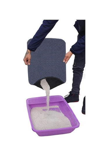 Aktunç Elekli Tuvalet Önü Kedi Kumu Paspası 60x120 Cm Gri