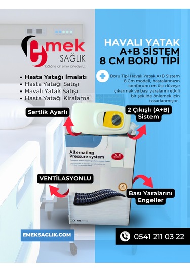 2 Motorlu Ekonomik Hasta Karyolası Boru Tipi Havalı Yataklı Set