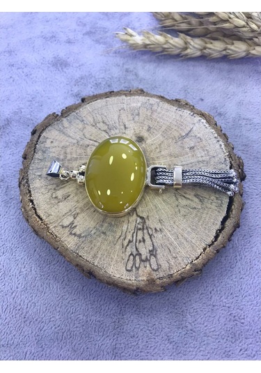 Sarı Akik Taşlı Gümüş Kolye 925 Ayar Taş 512653732