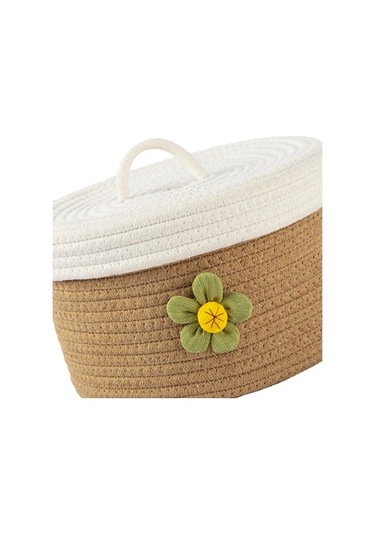 Pazly Suntek Sepeti Saklama Pamuk Magideal M Kapaklı İpli Çok Amaçlı Yp Beyaz - Kahverengi