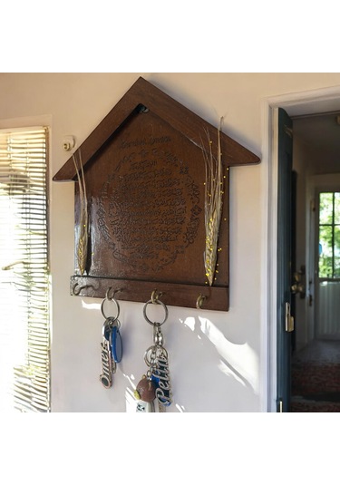 Pelince - Bereket Duası Anahtarlık - Anahtar Askılığı - Başaklı Model - 26.5 Cm Kahverengi