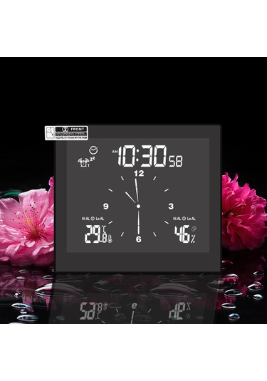 Yaleker Sıcaklık Nem Ölçer Ip65 Su Geçirmez Dijital Saat - Büyük Lcd Ekran, Geri Sayım, Alarm Ve 12/24 Saat Formatı Siyah Ts-wp10 Siyah