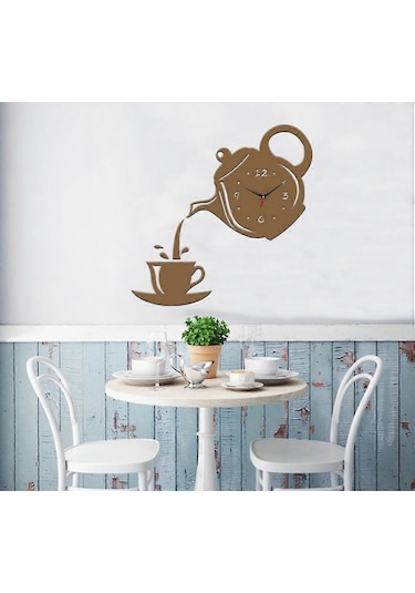 Kahve Kupası Ve Çaydanlıklı 3d Seramik Kendin Yap Dekoratif Duvar Saati Seti B Diğer