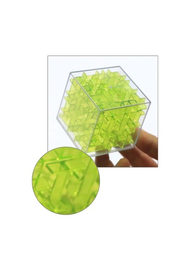 Demir Bilyeli Labirent Zeka Küpü Akıl Küpü Küp - Yeşil