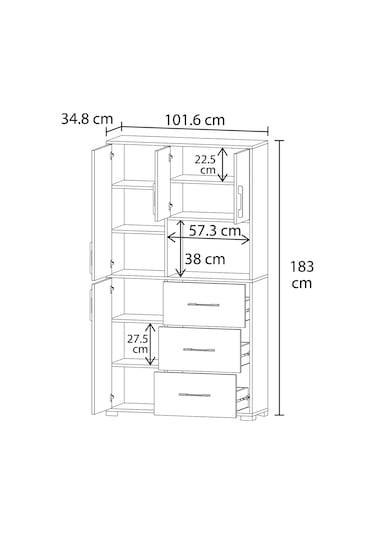 Berlin Çekmeceli Ve Kapaklı Çok Amaçlı Dolap Beyaz