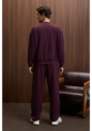 Grimelange Vıento Erkek Bisiklet Yaka Uzun Kollu Regular Fit Bordo Sweatshirt Bordo
