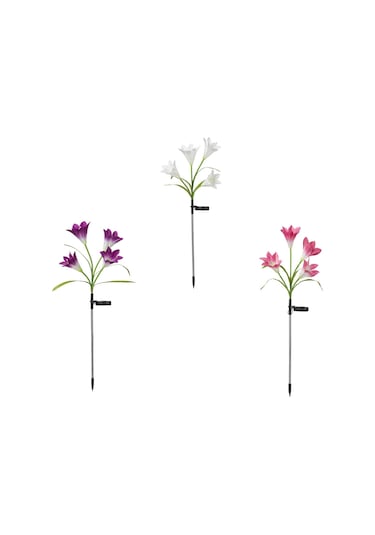 Cc Globall 3 Adet Mor Beyaz Ve Pembe Zambak Güneş Işığı Su Geçirmez Led Güneş Enerjisi Tasarruflu Lamba Bahçe Teras Arka Bahçe Için Diğer