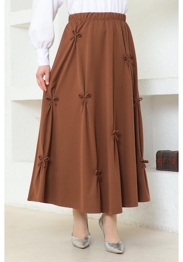 Fiyonk Detaylı Çan Etek Brc1507 Kahve 001