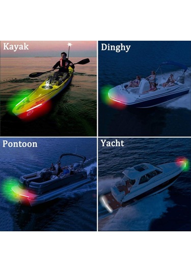 Konesam Deniz Tahtası Su Geçirmez Led Navigasyon Işık Şeridi - Gece Balıkçılık Ve Gemi Sinyali Işığı, Yat Aksesuarı, 18 Işık Damlacıklı Kırmızı Ve Yeşil 2 Adet