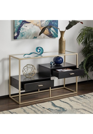 Faye Gold Metal Ahşap&cam Dresuar Ahşap