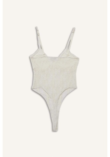 Defacto Coool Dantel İnce Askılı Çıtçıtlı Body F9740ax25auer103 Ekru