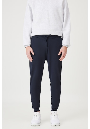 AC&Co / Altınyıldız Classics Standart Fit Normal Kesim Pamuklu Baskılı Cepli Erkek Eşofman Altı Lacivert