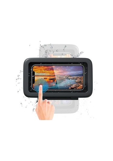 Neevoyu Duvar Montajlı 360 Döner Su Geçirmez Telefon Tutucu - Duş, Mutfak İçin El-işsiz Kullanım, Siyah Siyah