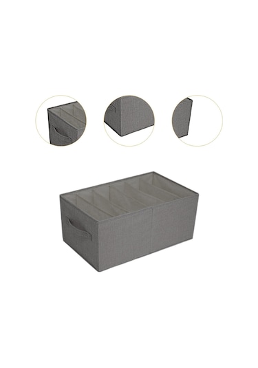 Suntek Giysi Yorgan Saklama Kutusu L Gri 6 Izgara Gri