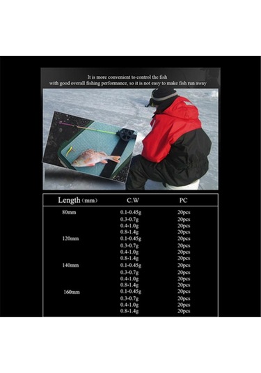 Kış Buz Olta Üst Bölüm Cw 0.8-1.4g Mini Olta Kamışı Taşınabilir Olta Takımı 0.8-1.4-160mm