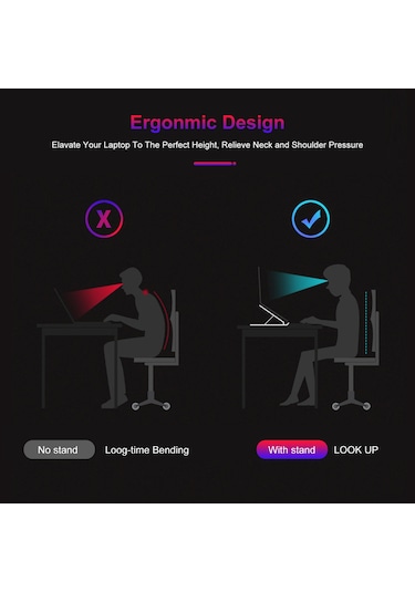 Maiyame Taşınabilir 6 Kademeli Dizüstü Bilgisayar Standı - Hafif Ve Katlanabilir