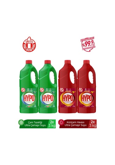 Hyper Hypo Çam + Kızılçam Ultra Çamaşır Suyu 4 x 3 KG