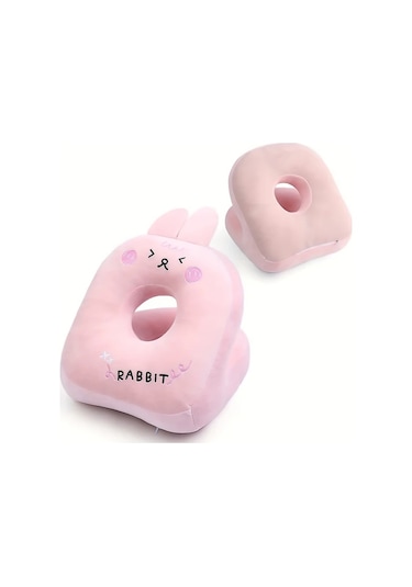 Elmpaly Pembe Masa Başı Yastığı Ofis Seyahat İçin Ergonomik Boyun Sırt Destek Yastığı Pembe Renk