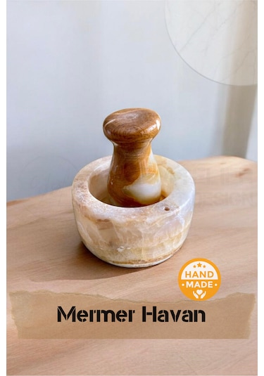 El Yapımı Mermer Havan Seti 6 X 4 Cm