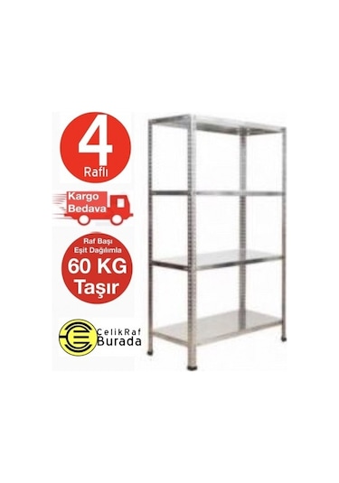 GalvanizRaf 4 Katlı Galvaniz Çelik Arşiv Depo Kiler Rafı