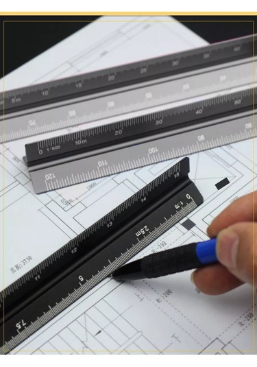 Alttex Çizim İçin 30 Cm Metal Üçgen Cetvel 195668218 Siyah