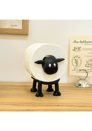 Ximistore9 Modern Minimalist Siyah Koyun Şekilli Kağıt Havlu Tutucu - Sentetik Reçine Mutfak/ofis Masaüstü Aleti Siyah