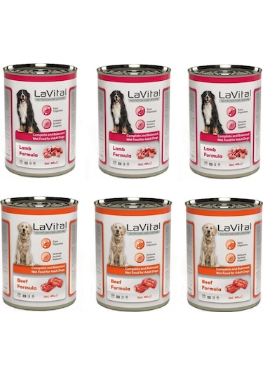 La Vital 2 Çeşit Karma Yetişkin Köpek Konservesi 6 x 400 G