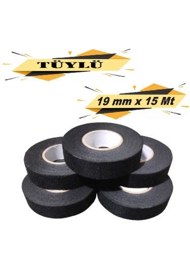 Tüylü Bez Bant Elektrik Kablo Bandı 19 Mm X 15 Metre 5 Adet