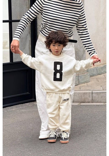 Lacıel Parıs Los Angeles Çocuk Eşofman Takım Ekru