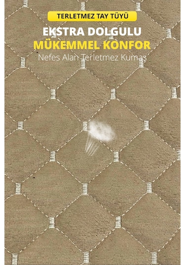 Tay Tüyü Sırtlı Oto Koltuk Minder Seti - Oto Koltuk Kılıf Seti - Cepli & Terletmez - Bej