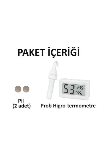 Aek-Tech Prob Kuluçka Nem Ölçer Termometre Beyaz