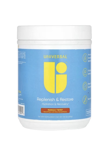Universal Replenish & Restore Amino Electrolytes & Hydration Lysine, Glutamine, Tryptophan 330 G Mango