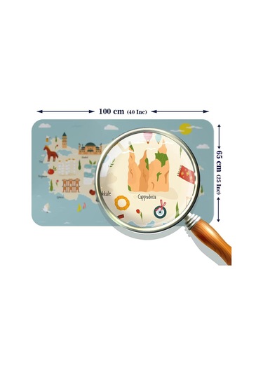 Eğitici Ve Öğretici Cocuk Odası Türkiye Haritası Duvar Sticker-60x105-3879 Renkli