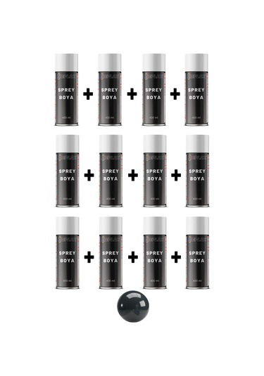 12 Adet Ral 7016 Mat Antrasit Gri Sprey Boya 400 Ml.