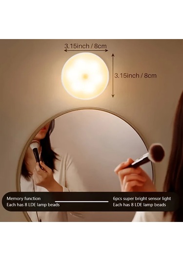 Willowhaven 6'lı Paket Usb Şarj Edilebilir Hareket Sensörlü Beyaz Işık Led Duş Ve Bahçe Aydınlatma