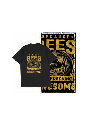 The Coolmınd Coolmind De %100 Pamuklu Erkek Grafik Tişört - Komik Arı Baskılı Büyük Bedenkırmızı Kirmizi