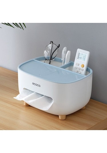 Blue-ecoco Ev Doku Kutusu Masaüstü Mutfak Peçete Tutucu Saklama Kabı Oturma Odası Ev Ofis Için Uzaktan Kumanda Doku Tutucu